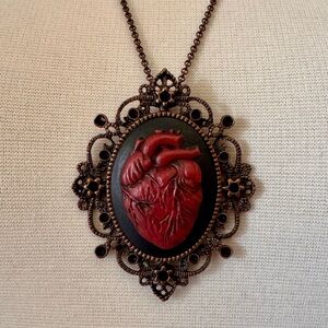 Anatomical Heart Cameo Pendant Necklace